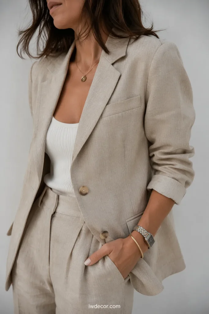 Straight-Leg Trousers + Linen Blazer