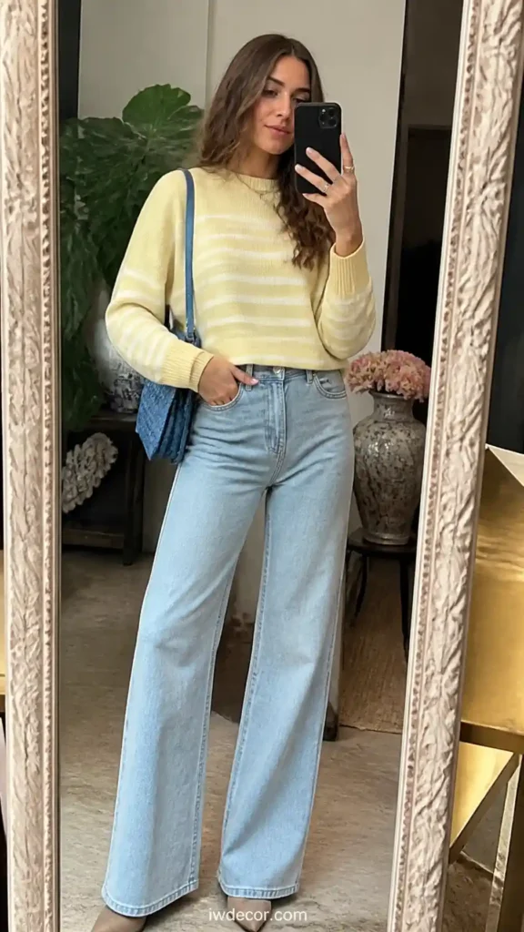 Striped Knit & Pale Jeans