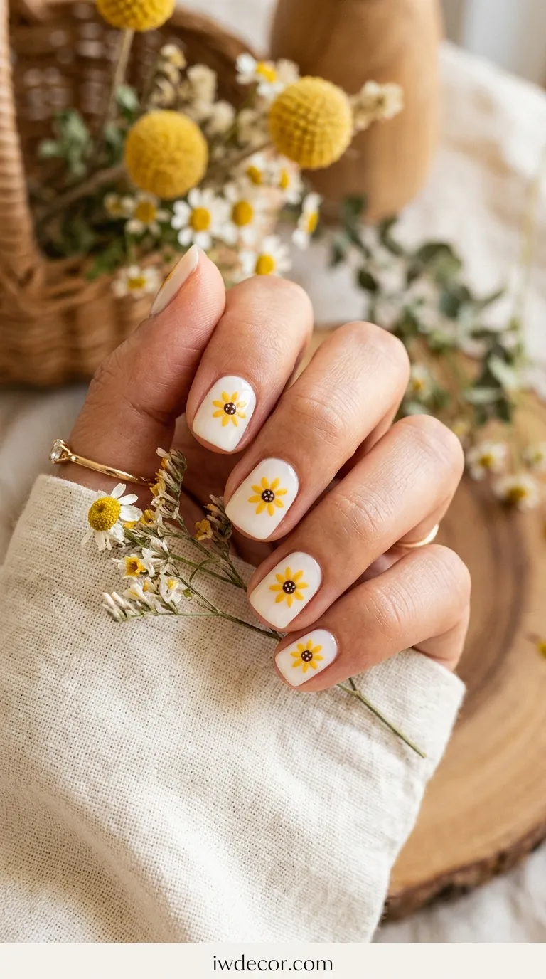 Sunflower Nails for Short Nails