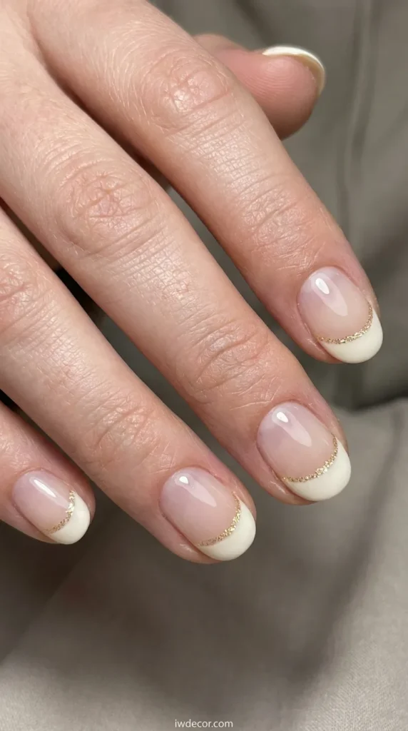 Sweet White and Gold French Tips