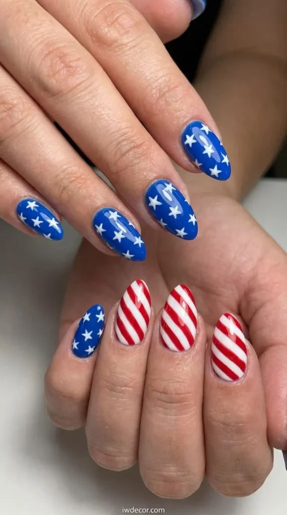 Timeless Almond Flag Manicure