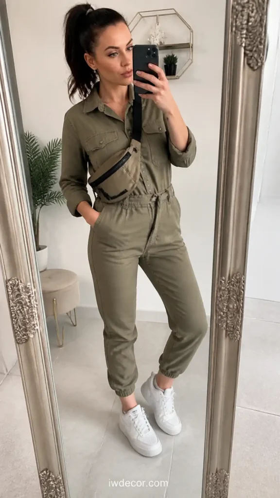 Utility Jumpsuit & Sneakers