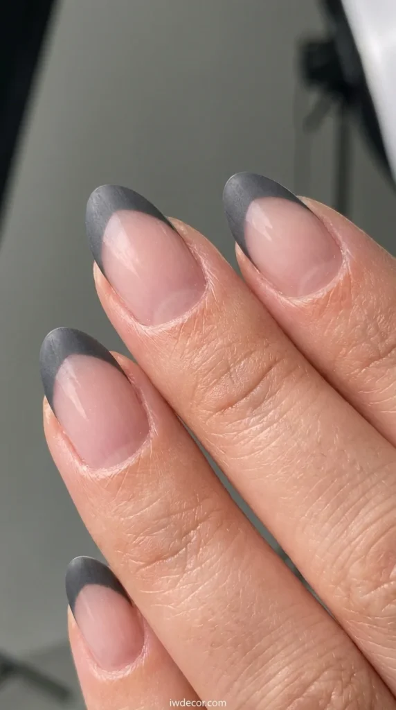V-Shaped French with Grey Tips
