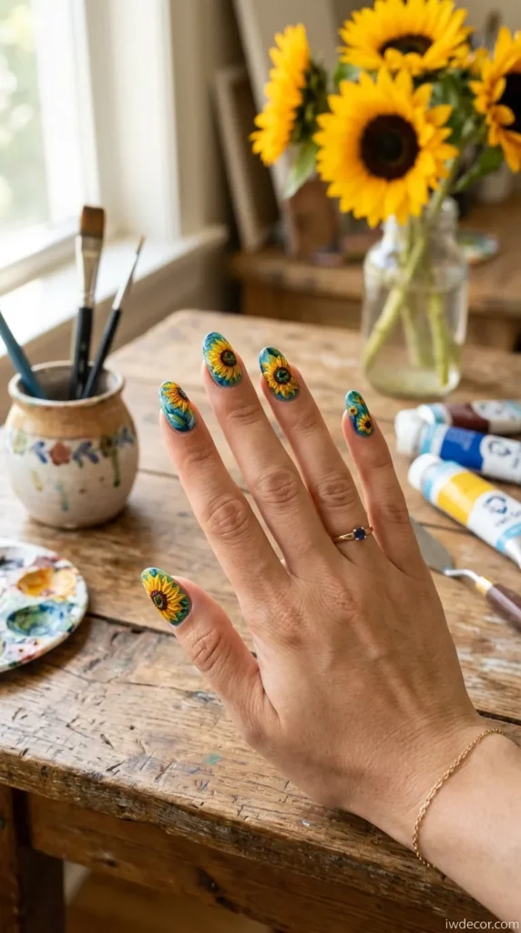 Van Gogh Sunflower Nails