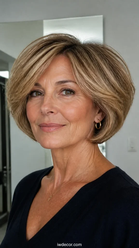 Voluminous Rounded Bob with Highlights