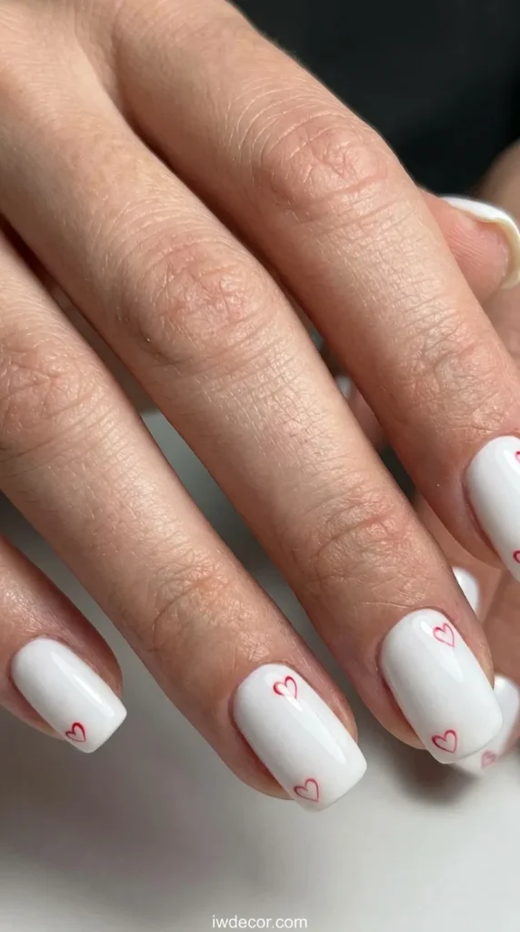 White Base with Red Heart Outlines