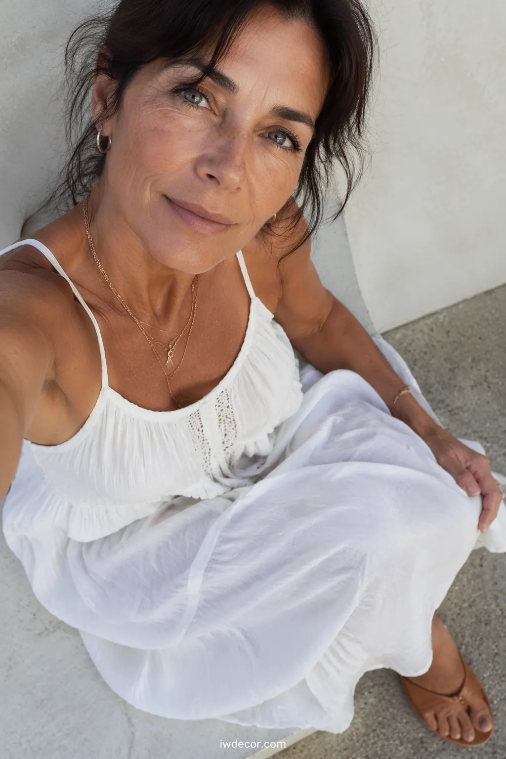 White Button-Down Shirt with Shorts