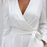 White Wrap Jumpsuit with Belt