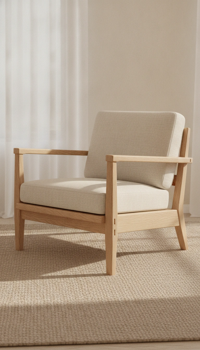 Handcrafted armchair showcasing custom scandinavian wooden furniture design principles