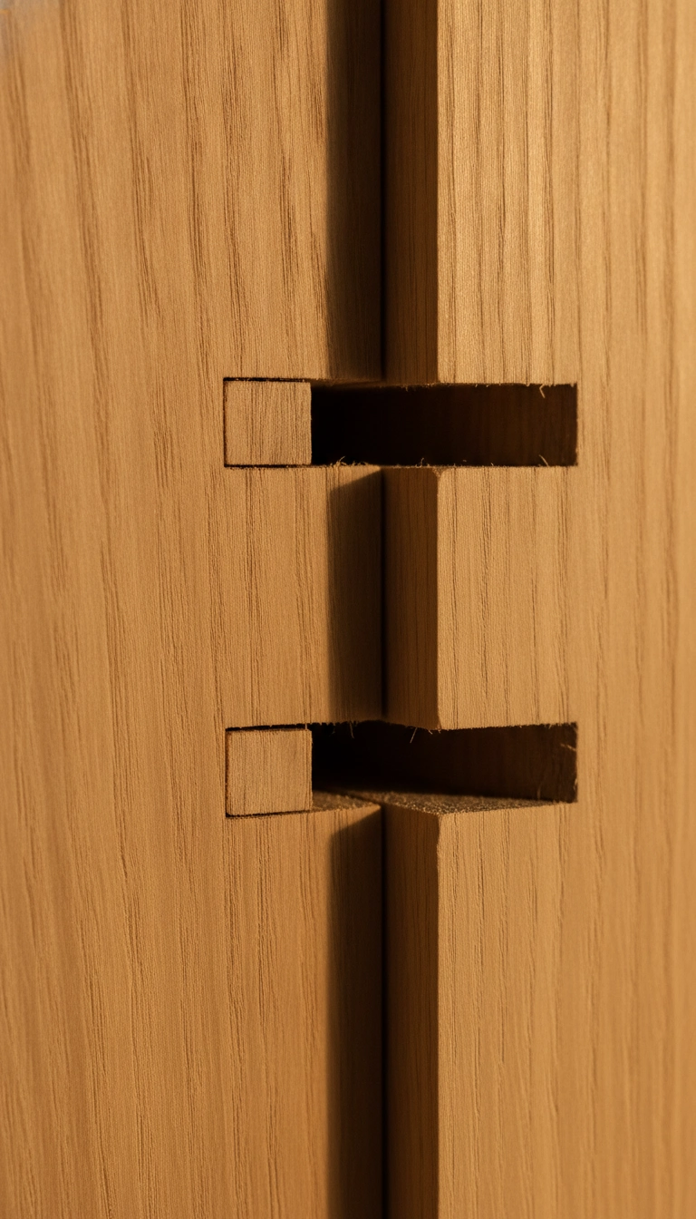 Solid oak dovetail joint demonstrating custom scandinavian wooden furniture durability