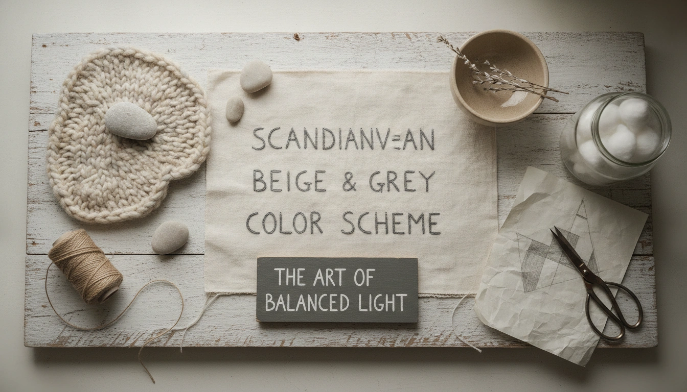 A real living space demonstrating a scandinavian beige and grey color scheme illuminated by soft natural window light.