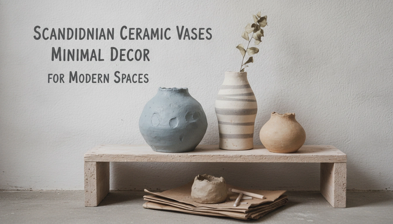 A real life entryway featuring scandinavian ceramic vases minimal styling on an oak console table.