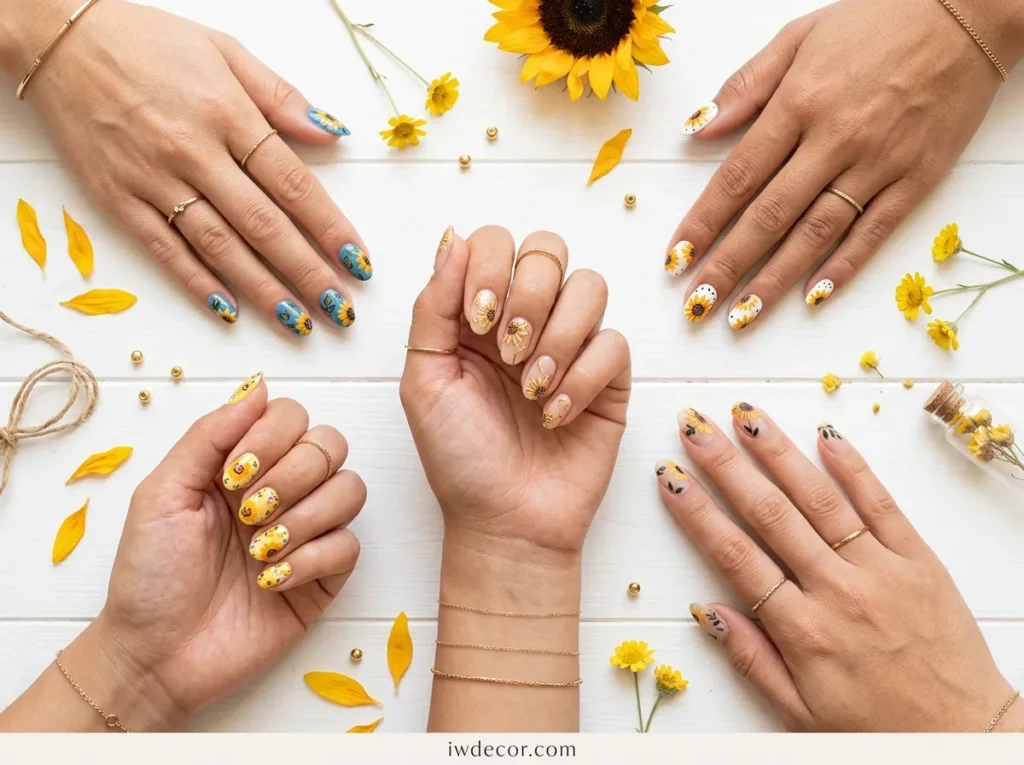 sunflower nail designs